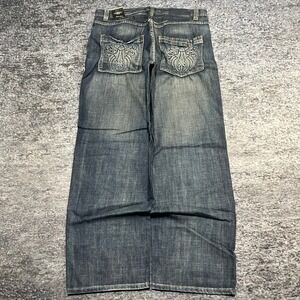 NWT Vintage Royal Blue Jeans Mens 36x32 Blue Baggy Wide Leg Grunge Skater Y2K